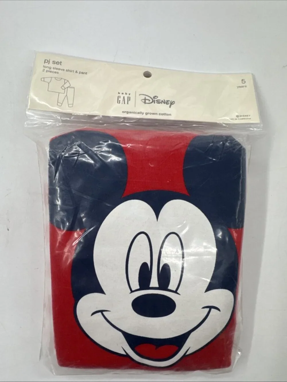 Mickey Mouse Gap 2 Piece Pajama Set Long Sleeve Shirt & Pants Boys 5 Years NEW